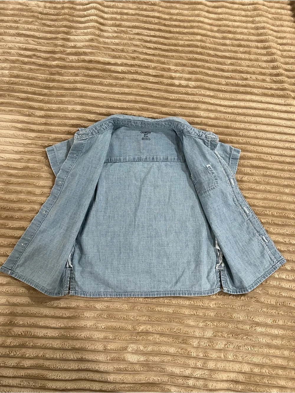 OshKosh B’gosh Toddler Boys Light Wash Denim Button Down Shirt- 4T- 100% Cotton